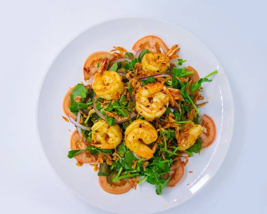 Order Spicy Sate Watercress salad w shrimp-Gỏi Tôm Satế food online from Banh Canh Tom Cua store, Houston on bringmethat.com