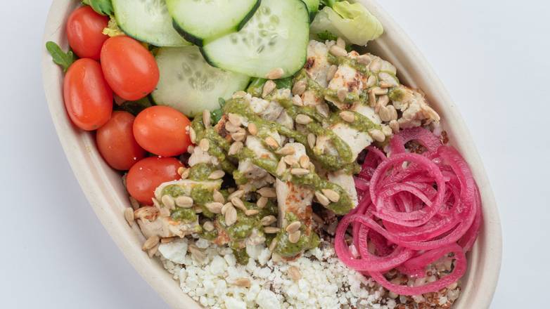 Order Power Pesto Chicken Bowl food online from Vitality Bowls Saint Louis store, St. Louis on bringmethat.com