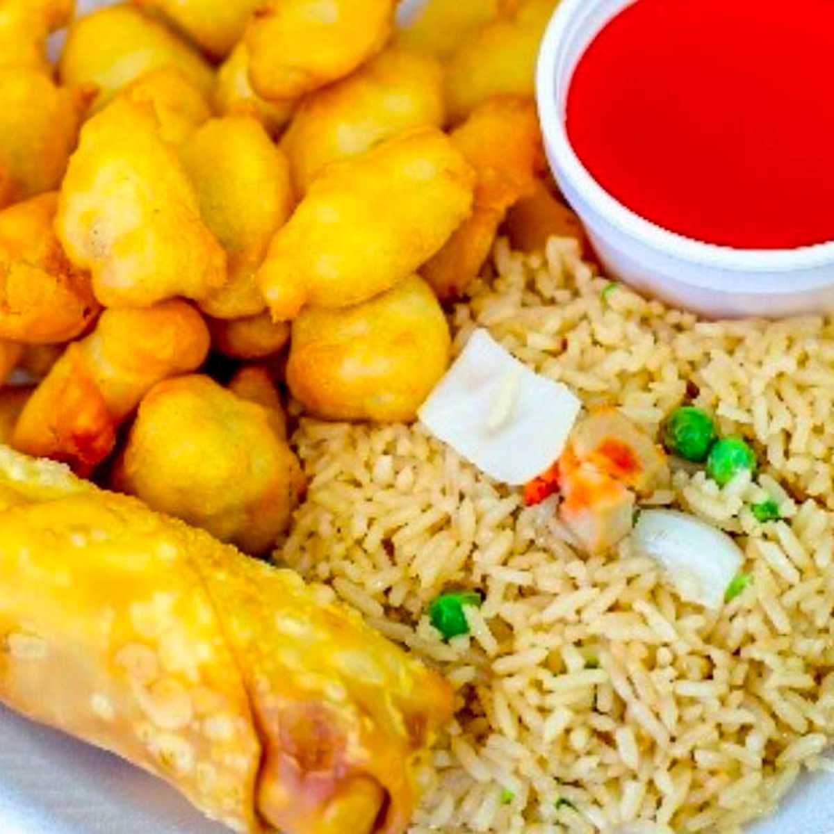 Order C7. Sweet and Sour Chicken Combination Platter food online from AA Chinese Restaurant - Bronx store, Bronx on bringmethat.com