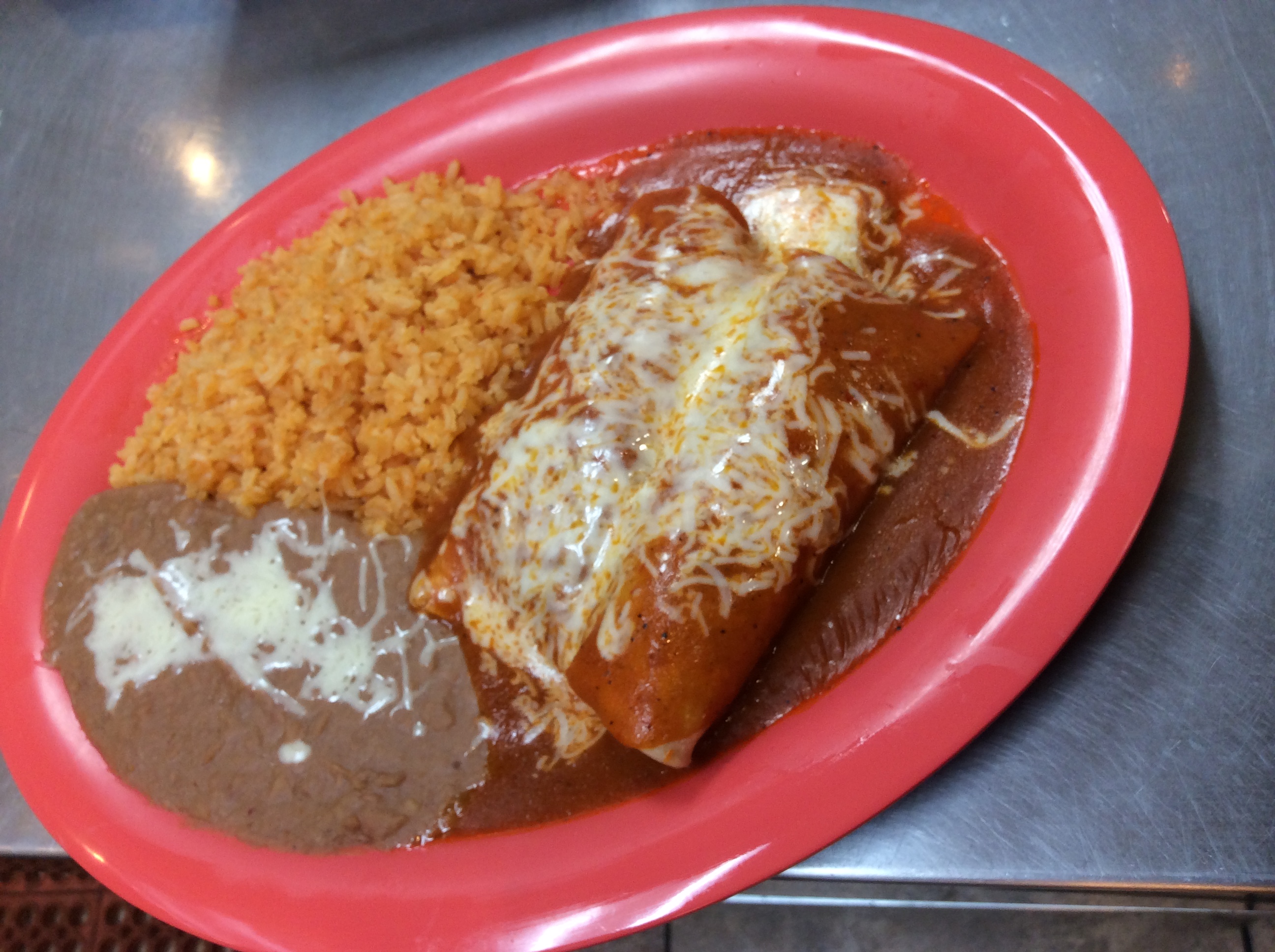 Order  Combo Plate 2 enchiladas Chicken or cheese food online from El Capitan Mariscos store, Modesto on bringmethat.com