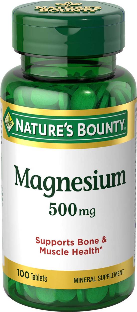 Order Nature's Bounty Magnesium Tablets 500mg (100 ct) food online from Rite Aid store, Palm Desert on bringmethat.com