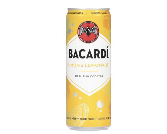 Order Bacardi Cocktails Lime & Lemonade, 4pk 12oz cans (5.9% ABV) food online from Cold Spring Liquor store, Liberty Hill on bringmethat.com