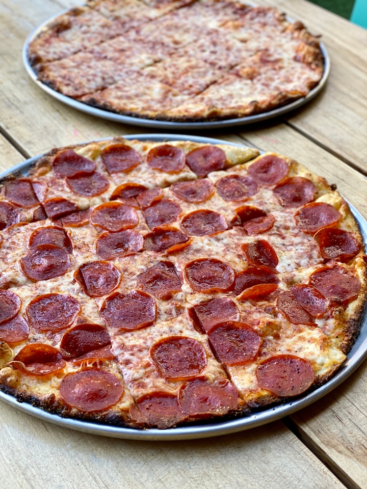 Order Medium Tavern Style Pepperoni food online from Happy Camper Pizza store, Chicago on bringmethat.com