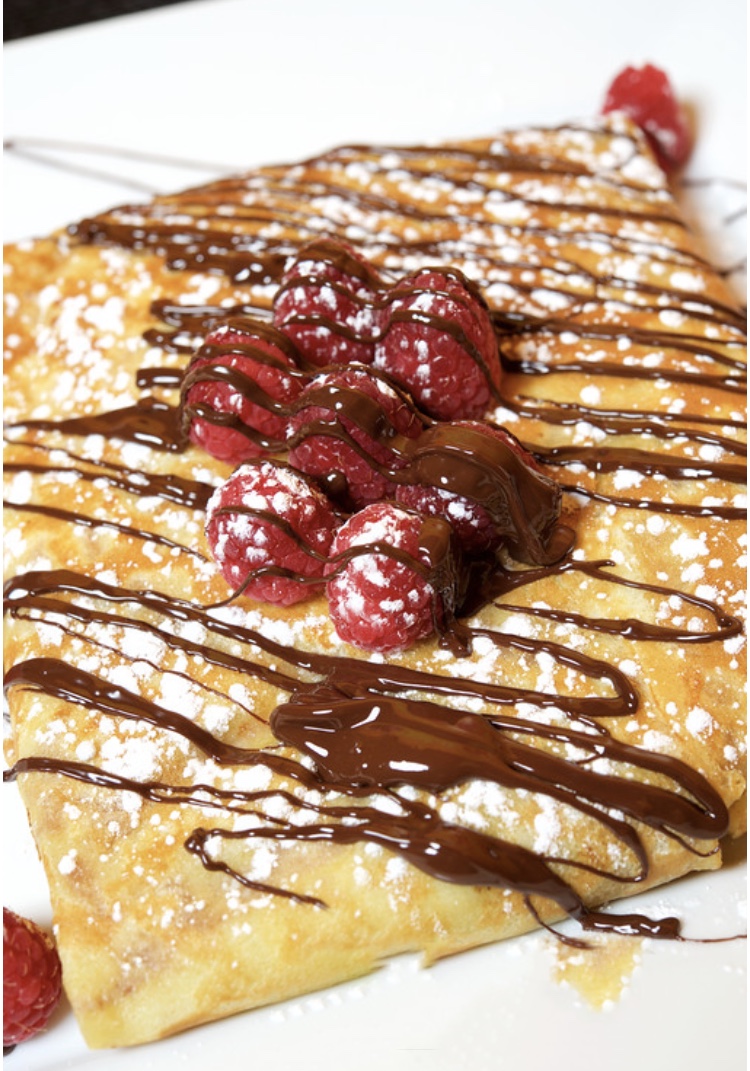 Order Dark Chocolate with Bananas and Raspberry Puree Crepe food online from Creperie store, New York on bringmethat.com