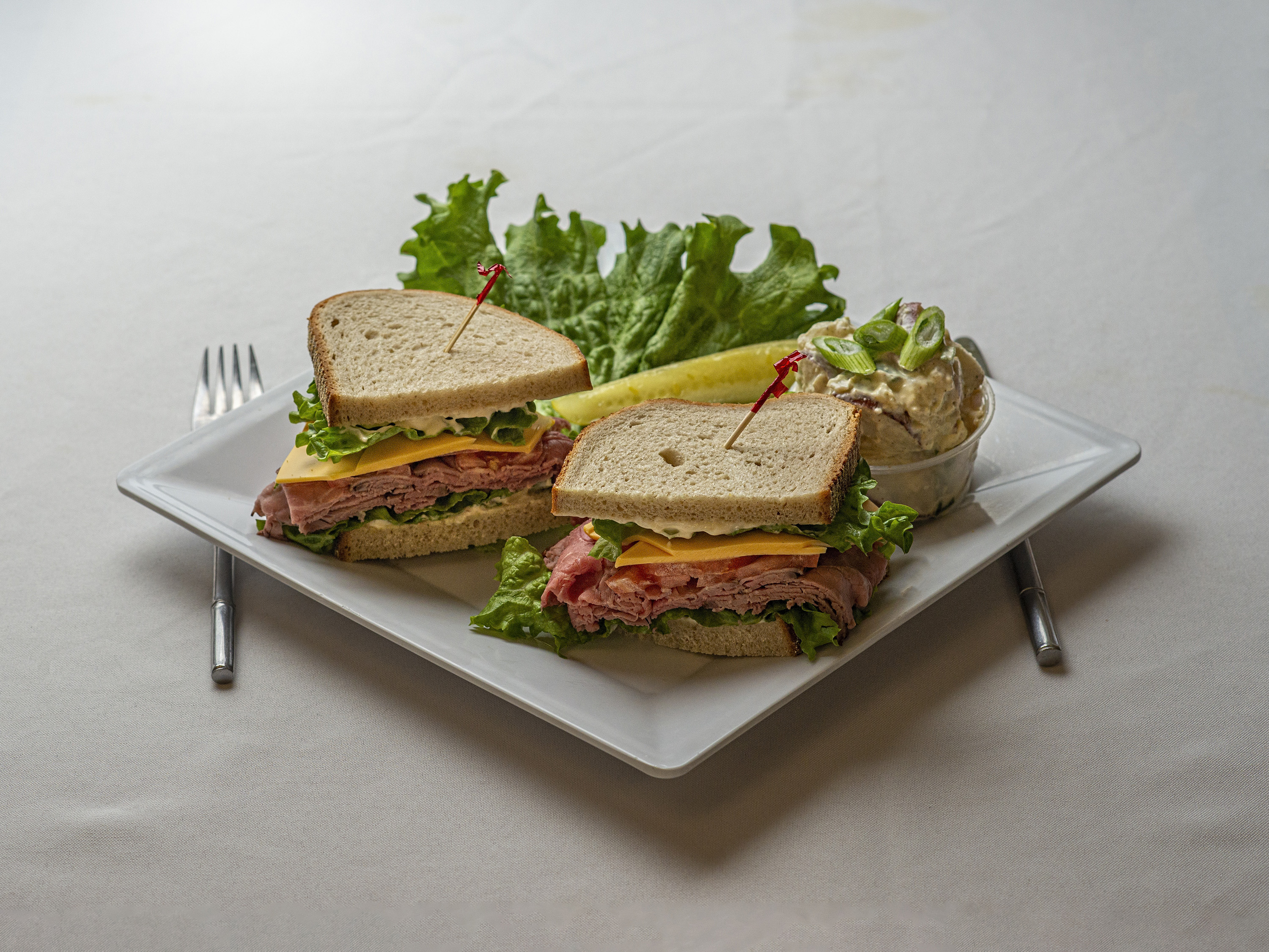 Order Roast Beef Sandwich food online from The Bagel Club store, Flemington on bringmethat.com