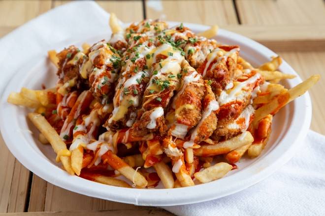 Order BUFFALO CHEESE FRIES food online from Chick-In Waffle store, Kansas City on bringmethat.com