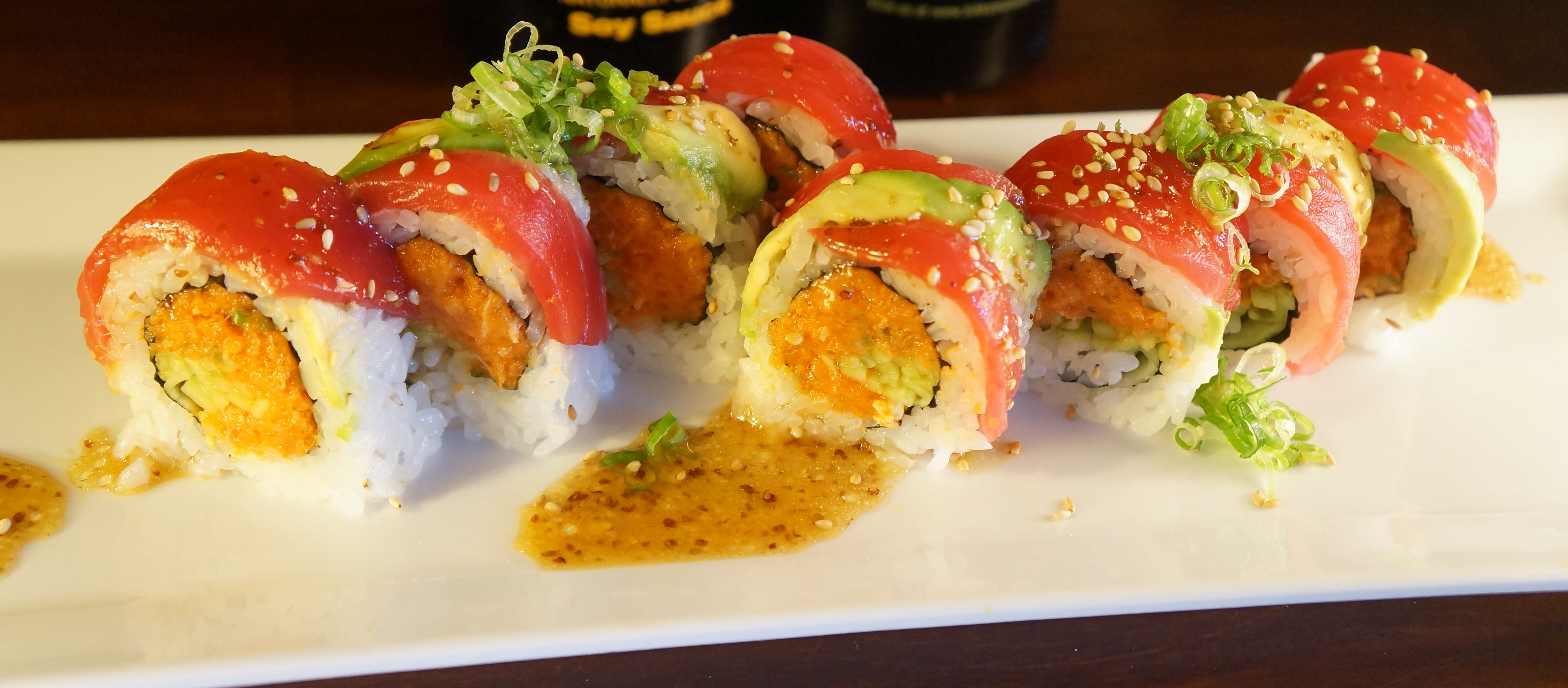 Order Red Dragon Roll food online from Tomo Sushi store, Laguna Woods on bringmethat.com
