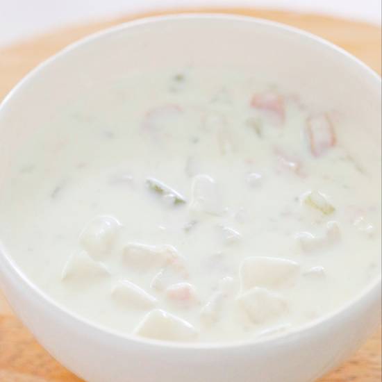 Order Clam Chowder w/ Bacon food online from Sole Soups store, Agoura Hills on bringmethat.com