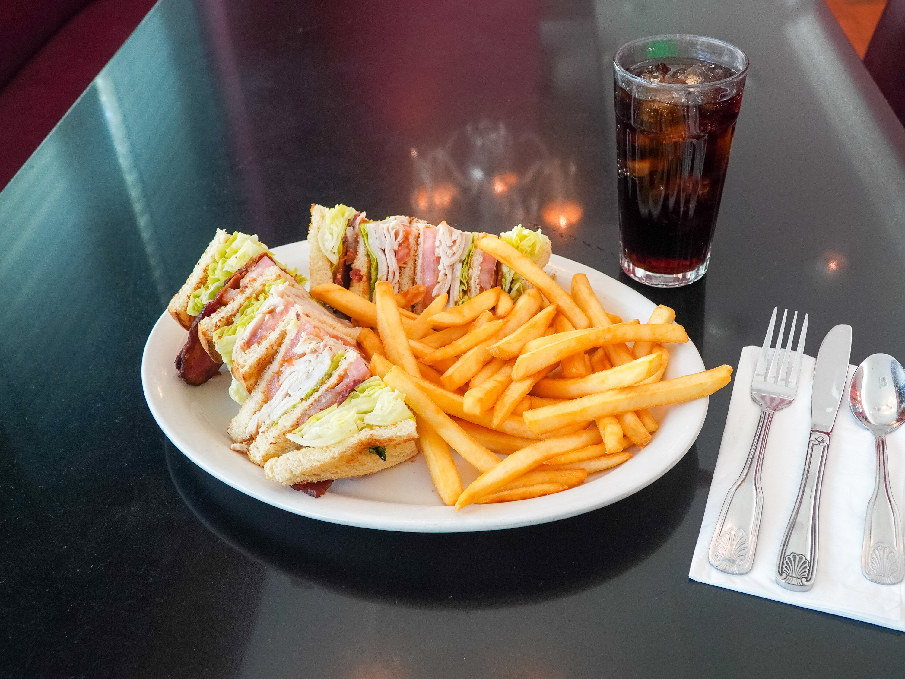 Order The Triple Decker Clubhouse Sandwich food online from Russell's Burgers store, Pasadena on bringmethat.com