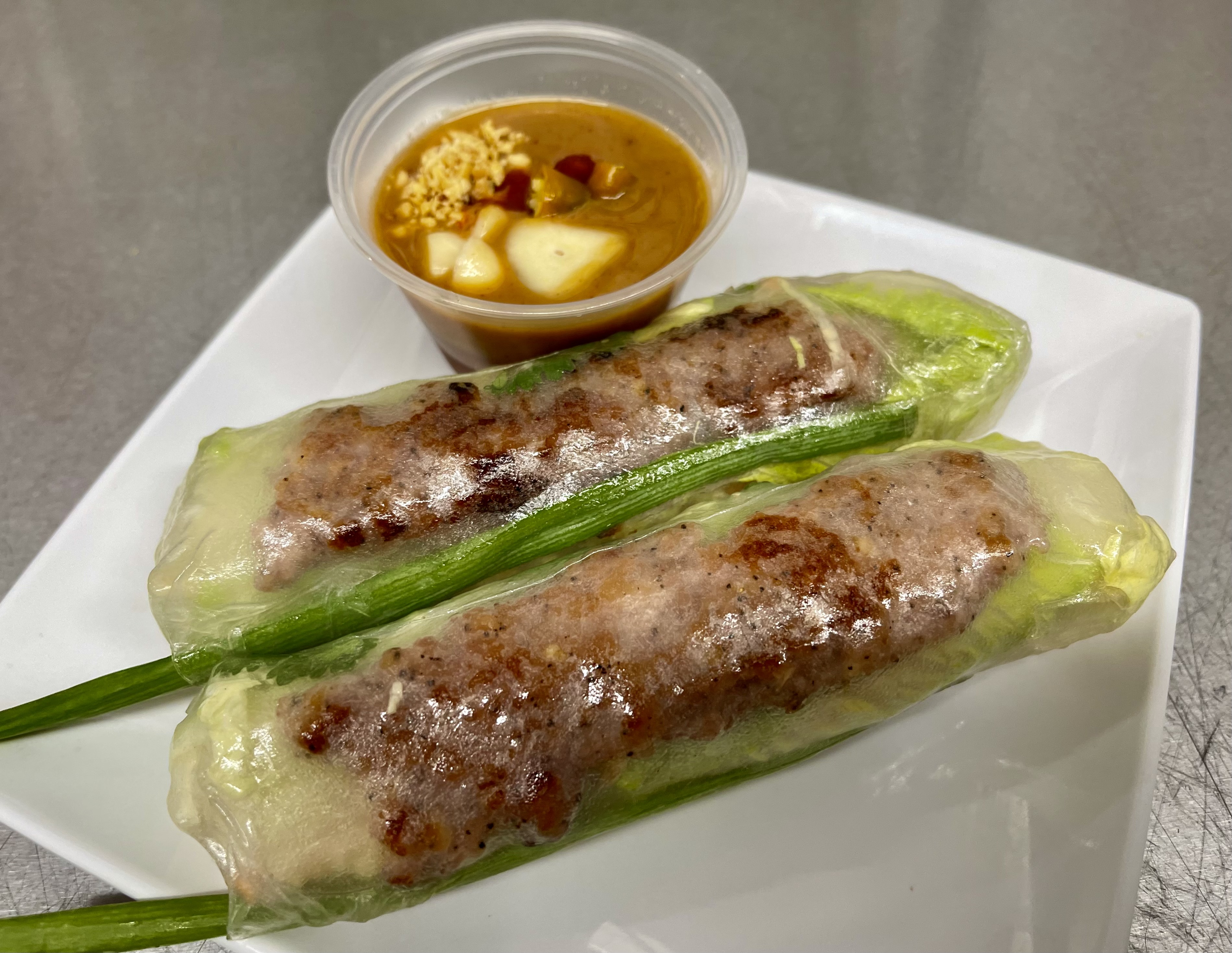 Order Nem Nuong Spring Rolls (2 pcs) food online from @Bangkok Thai Express store, Carpentersville on bringmethat.com