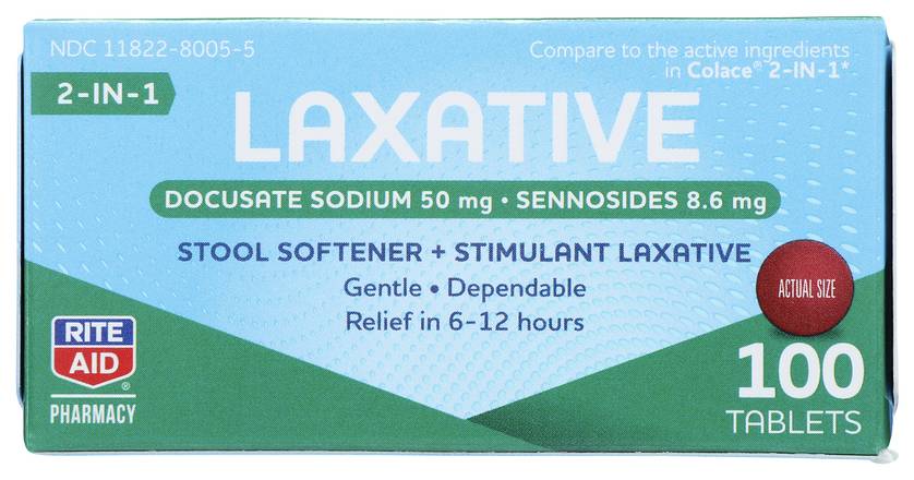 Order Rite Aid P ColRite Tablets Stool Softener & Stimulant Laxative (100 ct) food online from Rite Aid store, BETHEL PARK on bringmethat.com