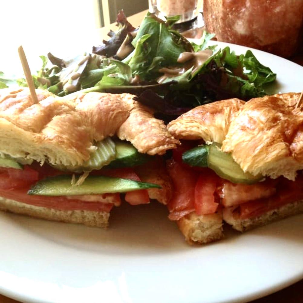Order Croissant Smoked Salmon Sandwich food online from Blue Daisy store, Santa Monica on bringmethat.com