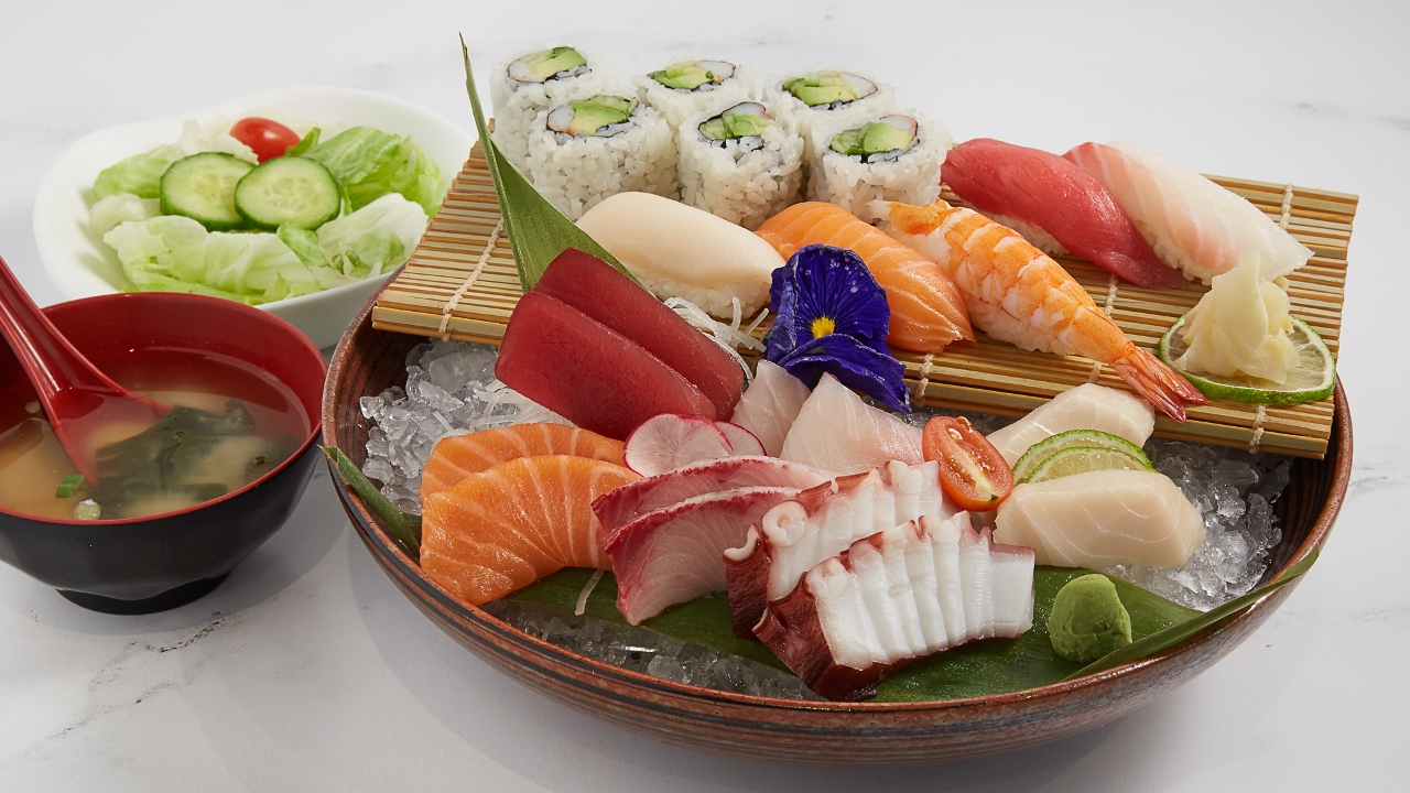 Order Sushi Sashimi Combo Deluxe food online from Yoki Japanese Restaurant store, Medford on bringmethat.com