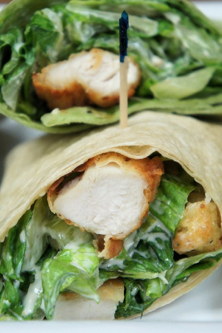 Order Breaded Chicken Caesar Wrap food online from Mrs. P and Me store, Mount Prospect on bringmethat.com