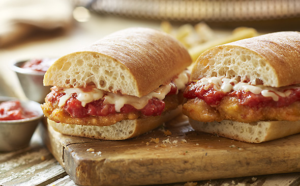 Order 7" Chicken Parmesan Sandwich food online from Ametis Pizza store, Clifton on bringmethat.com