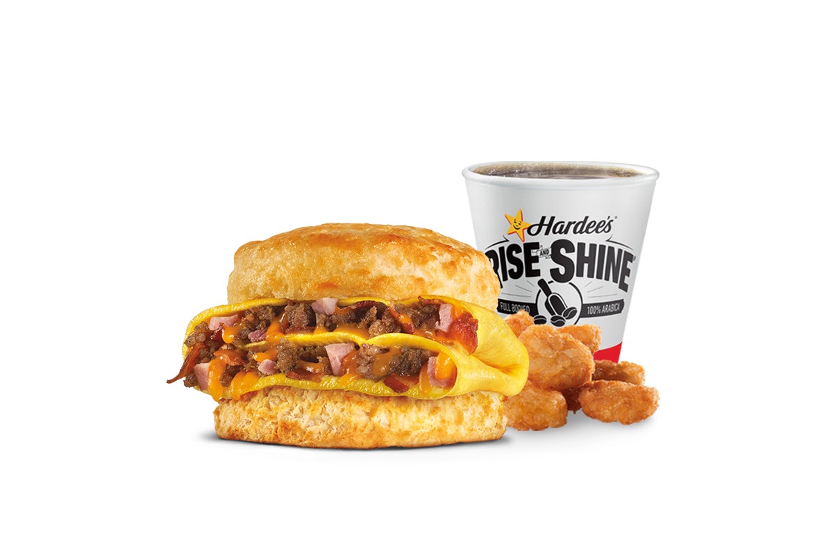 Order Loaded Omelet Biscuit Combo food online from Hardees store, Miamisburg on bringmethat.com