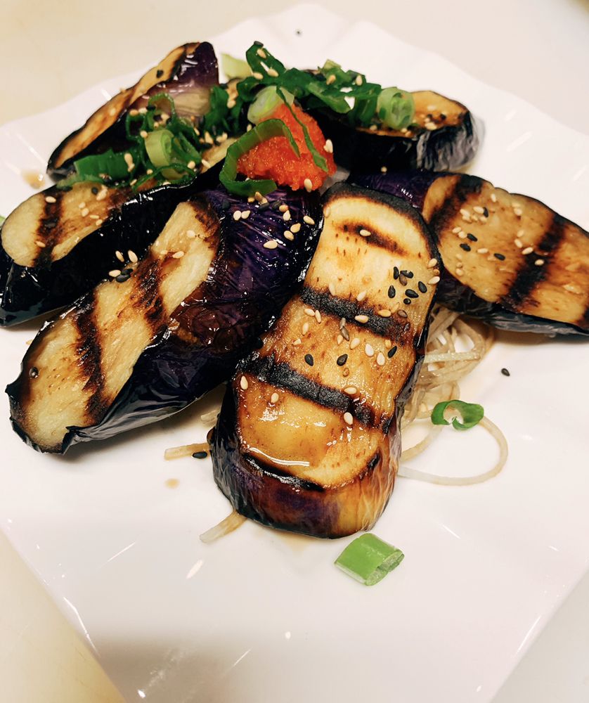 Order Grilled Eggplant food online from Naked Fish Japanese Restaurant store, Chino Hills on bringmethat.com