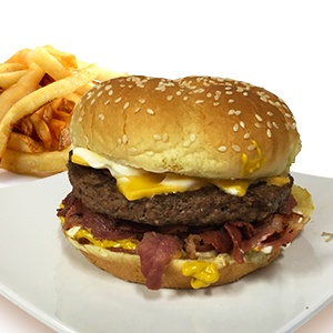 Order Pastrami Cheeseburger food online from Pizza Man store, North Hollywood on bringmethat.com