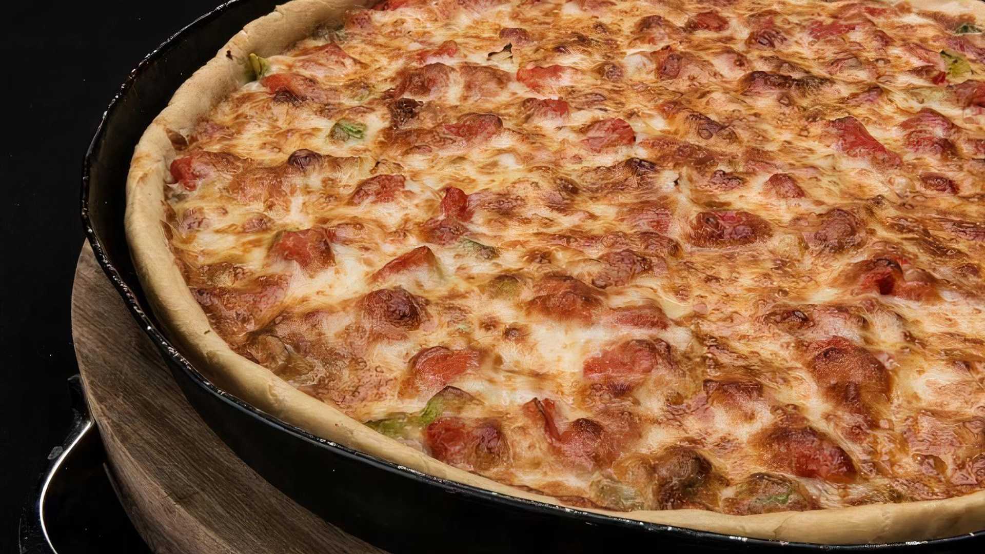 Order 3-4 Topping Pizza Deep Pan food online from Peoria Lagondola Leonardo store, Peoria on bringmethat.com