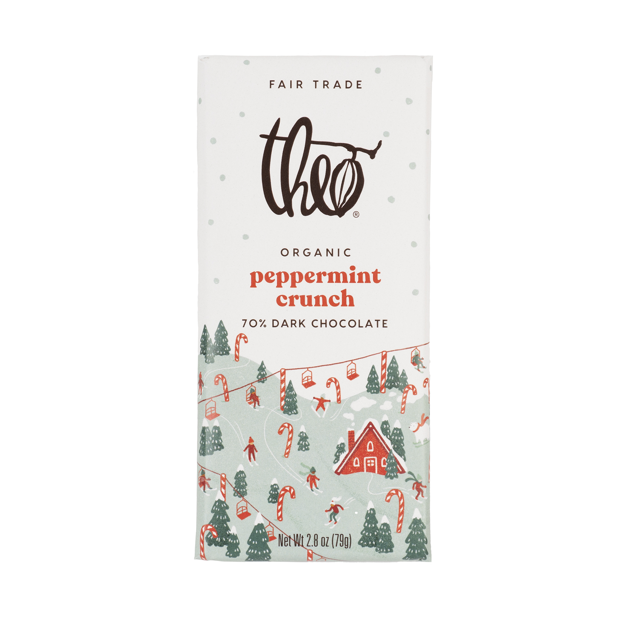 Order Theo Holiday Peppermint Crunch - 70% Dark, 2.8 oz food online from Bartell store, Edmonds on bringmethat.com