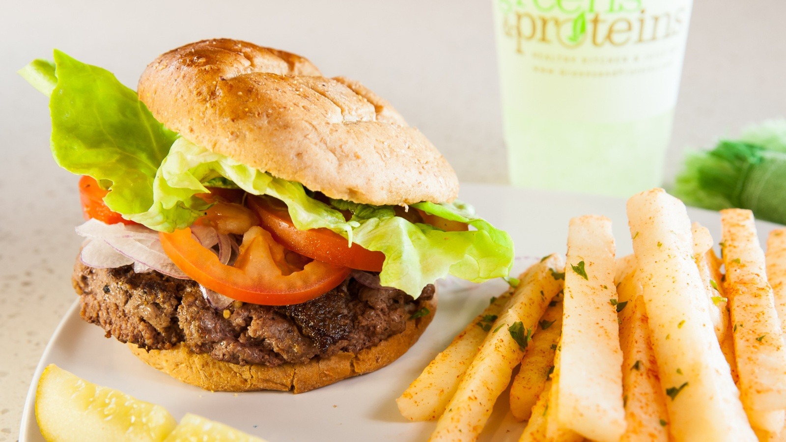 Order Angus Beef Burger food online from Greens and Proteins store, Las Vegas on bringmethat.com