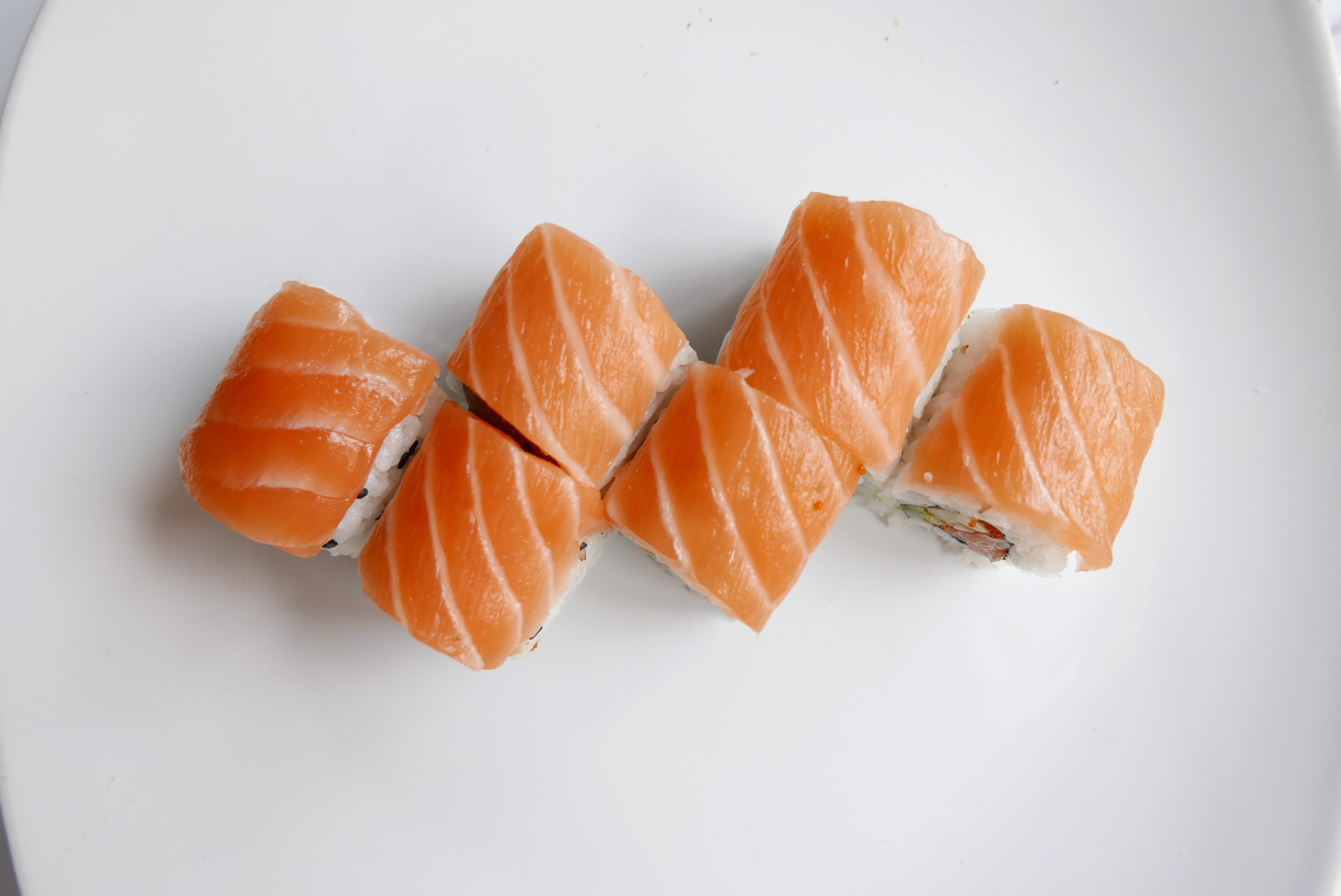 Order Salmon Lover Maki (6) food online from Shinju Sushi store, Chicago on bringmethat.com