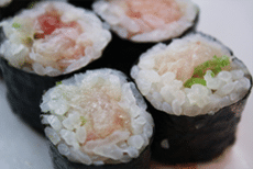 Order Yellowtail Scallion Roll food online from Iron Chef store, Phoenix on bringmethat.com