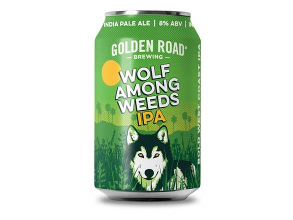 Order Golden Road Brewing Wolf Among Weeds IPA - 6x 12oz Cans food online from Booze & Brews Liquor store, Burbank on bringmethat.com