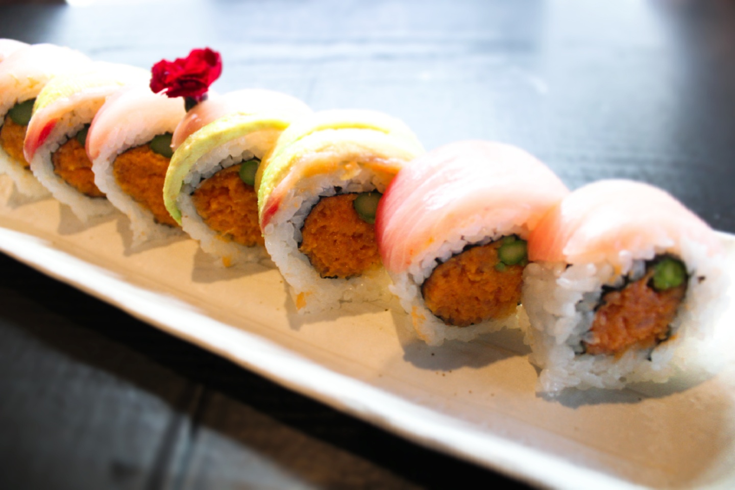 Order 29. Yellowtail Lover Roll food online from Yes Sushi store, Pasadena on bringmethat.com