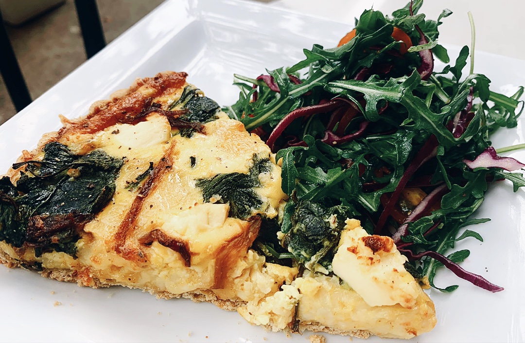 Order Spinach Feta Quiche [Gluten Free] food online from Republik Coffee Lounge store, Pasadena on bringmethat.com