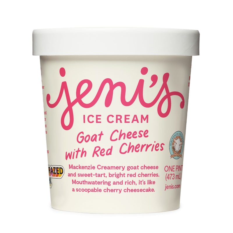 Order Goat Cheese with Red Cherries Pint food online from Jeni Splendid Ice Cream store, Decatur on bringmethat.com