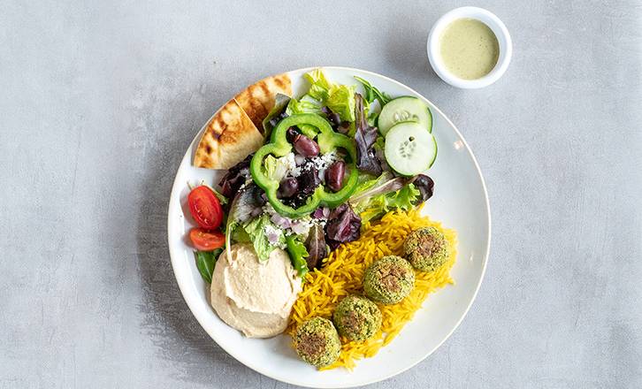 Order Falafel & Salad Plate food online from Zoe's Kitchen store, Montgomery on bringmethat.com