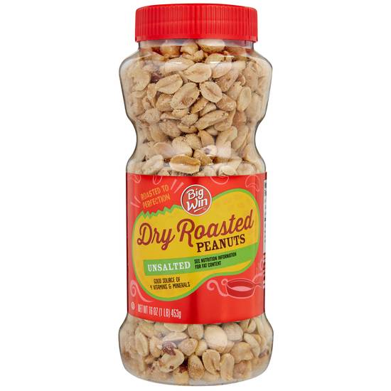 Order Big Win Dry Roasted Peanuts Unsalted (16 oz) food online from Rite Aid store, Eugene on bringmethat.com