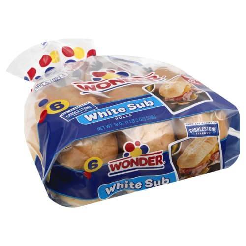 Order Wonder · Cobblestone Bread Grinder Sub White (6 rolls) food online from United Supermarkets store, Plainview on bringmethat.com