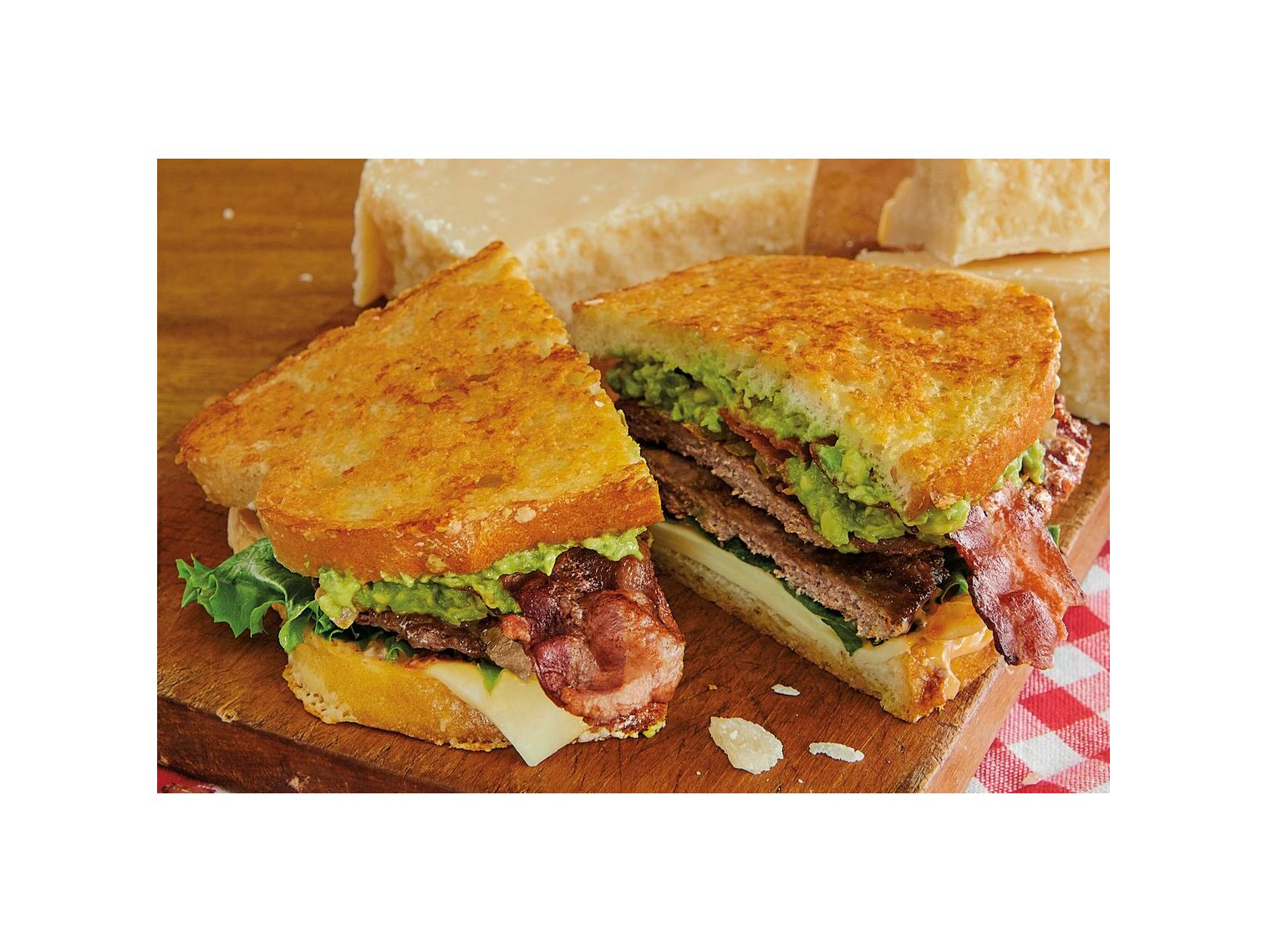 Order 1/2 Parmesan-Crusted Sourdough Cheeseburger food online from Farmer Boys store, Victorville on bringmethat.com