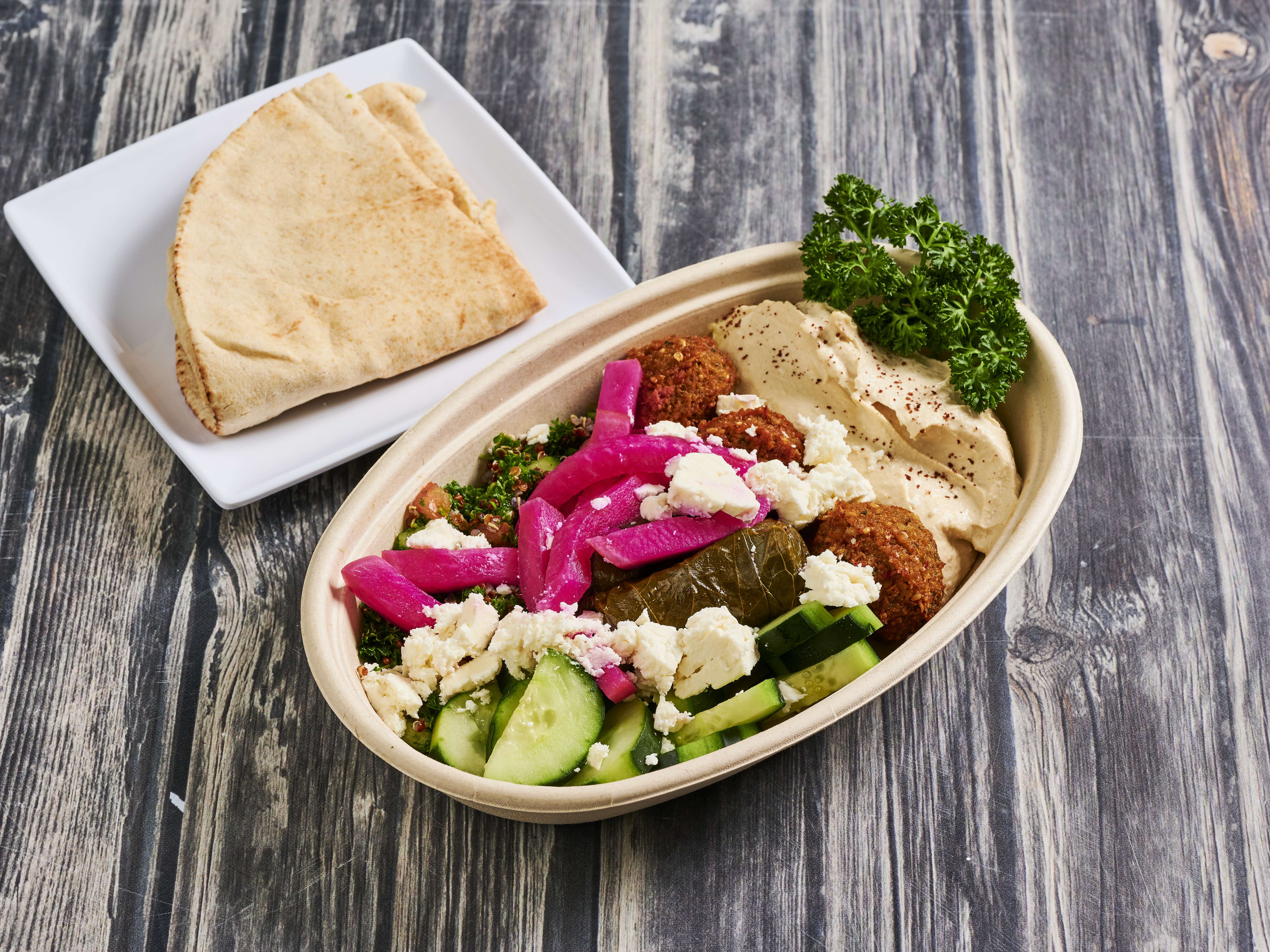 Order Mezza Plate food online from Torshi Mexiterranean store, San Francisco on bringmethat.com