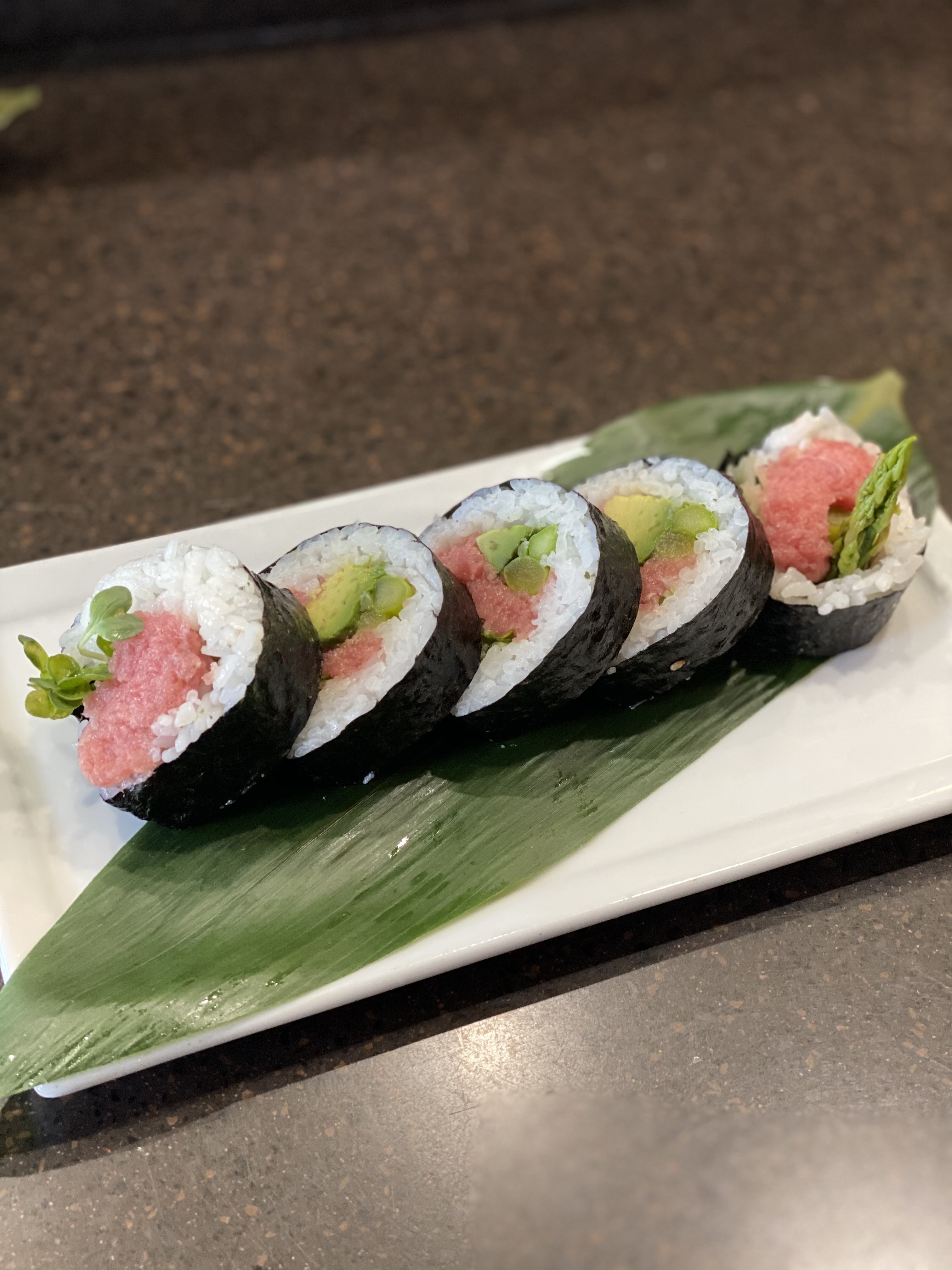 Order Toro and Asparagus Roll food online from Kanpai Japanese Sushi Bar and Grill store, Los Angeles on bringmethat.com