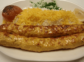 Order 8. Ground Beef and Ground Chicken Kabob food online from Caspian House of Kabob store, Gaithersburg on bringmethat.com