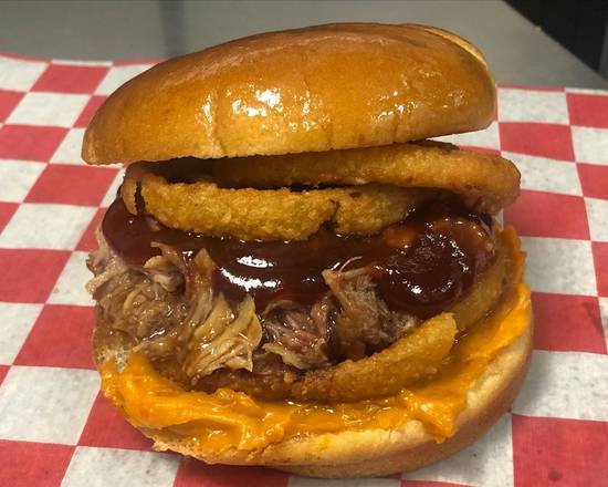 Order BBQ Pork Sandwich food online from Broke, High, and Hungry store, Columbus on bringmethat.com