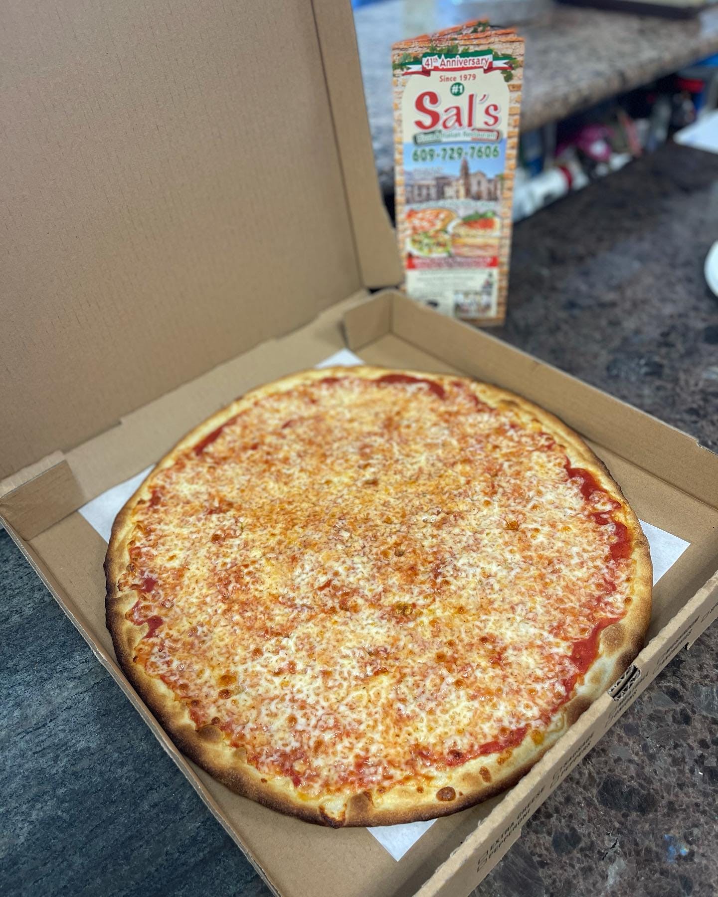 Order Plain Cheese Pizza - Medium 14" food online from Sal's Pizza store, Wildwood Crest on bringmethat.com