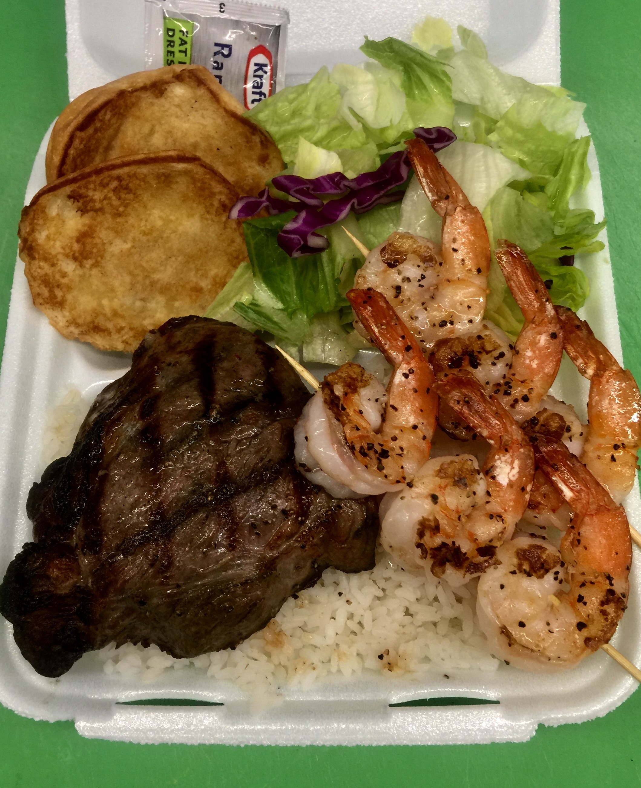 Order 31. Steak and Shrimp Kebab Combo  food online from Blue Ocean Seafood & Steak store, Honolulu on bringmethat.com