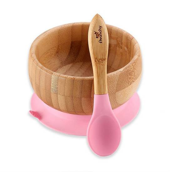 Order Avanchy Bamboo + Silicone Suction Baby Bowl and Spoon in Pink food online from Bed Bath & Beyond store, Bohemia on bringmethat.com
