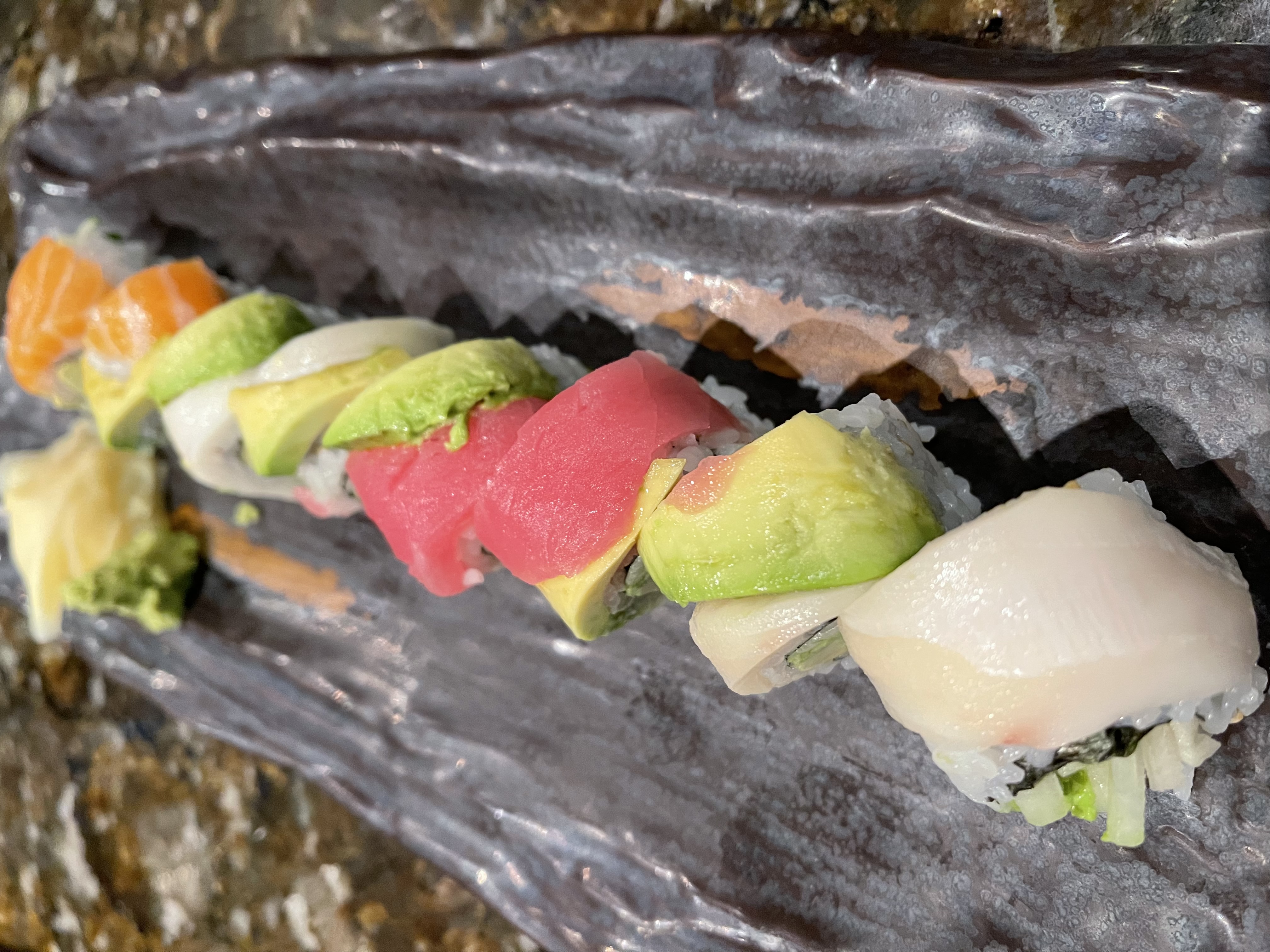 Order Rainbow Roll food online from Atami Grill & Sushi store, Marietta on bringmethat.com