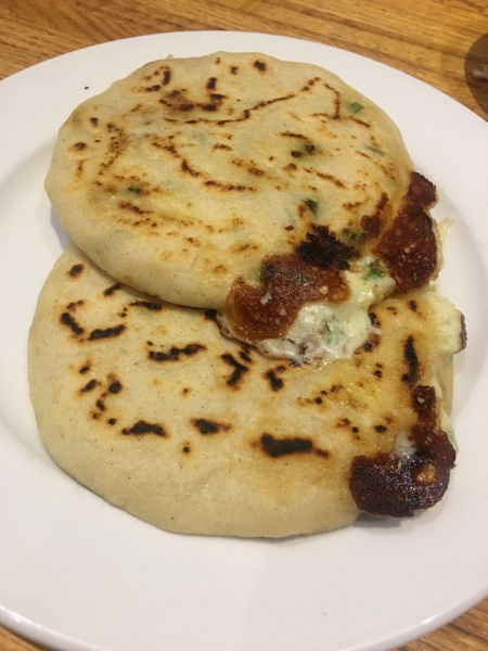 Order 2. Mexicana y Queso Specialty Pupusa food online from Balompie Cafe #3 store, San Francisco on bringmethat.com