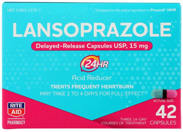 Order Rite Aid Acid Reducer Capsules Lansoprazole 15mg (42 ct) food online from Rite Aid store, Warren on bringmethat.com