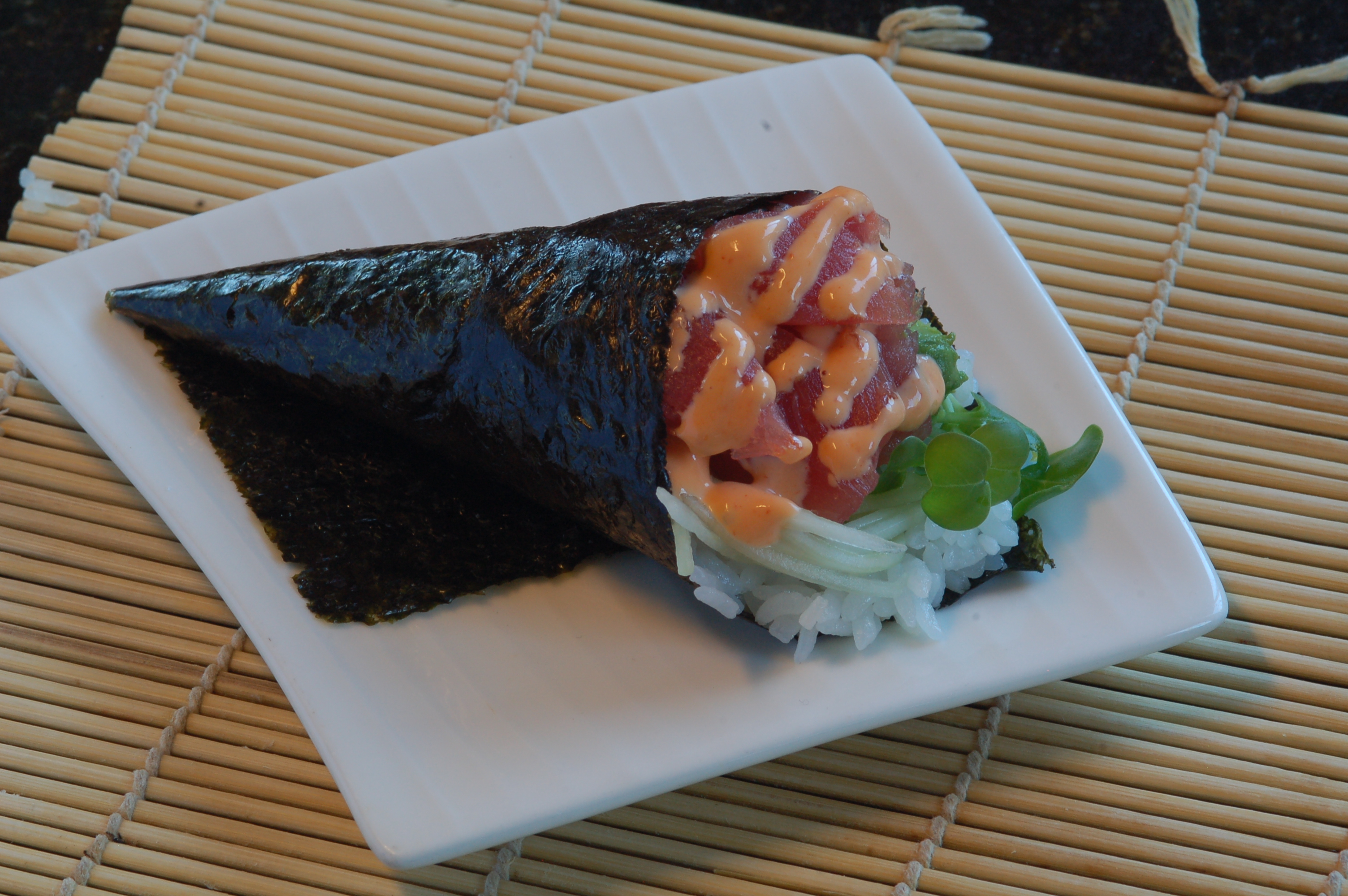 Order Spicy Tuna Hand Roll food online from Sushi Town store, Beaverton on bringmethat.com