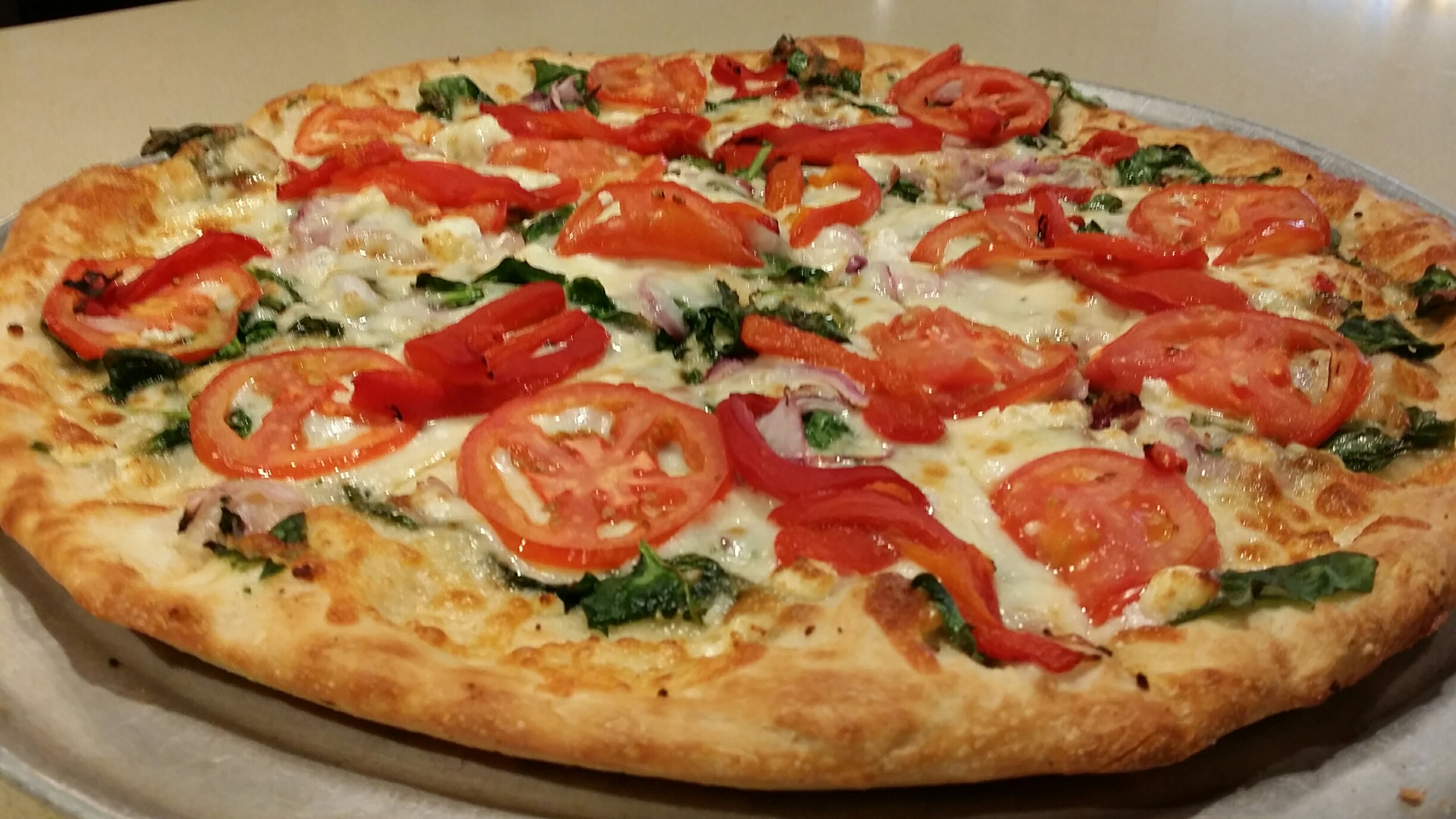 Order Spinach Gourmet Pizza food online from Domani Pizzeria & Restaurant store, Seattle on bringmethat.com