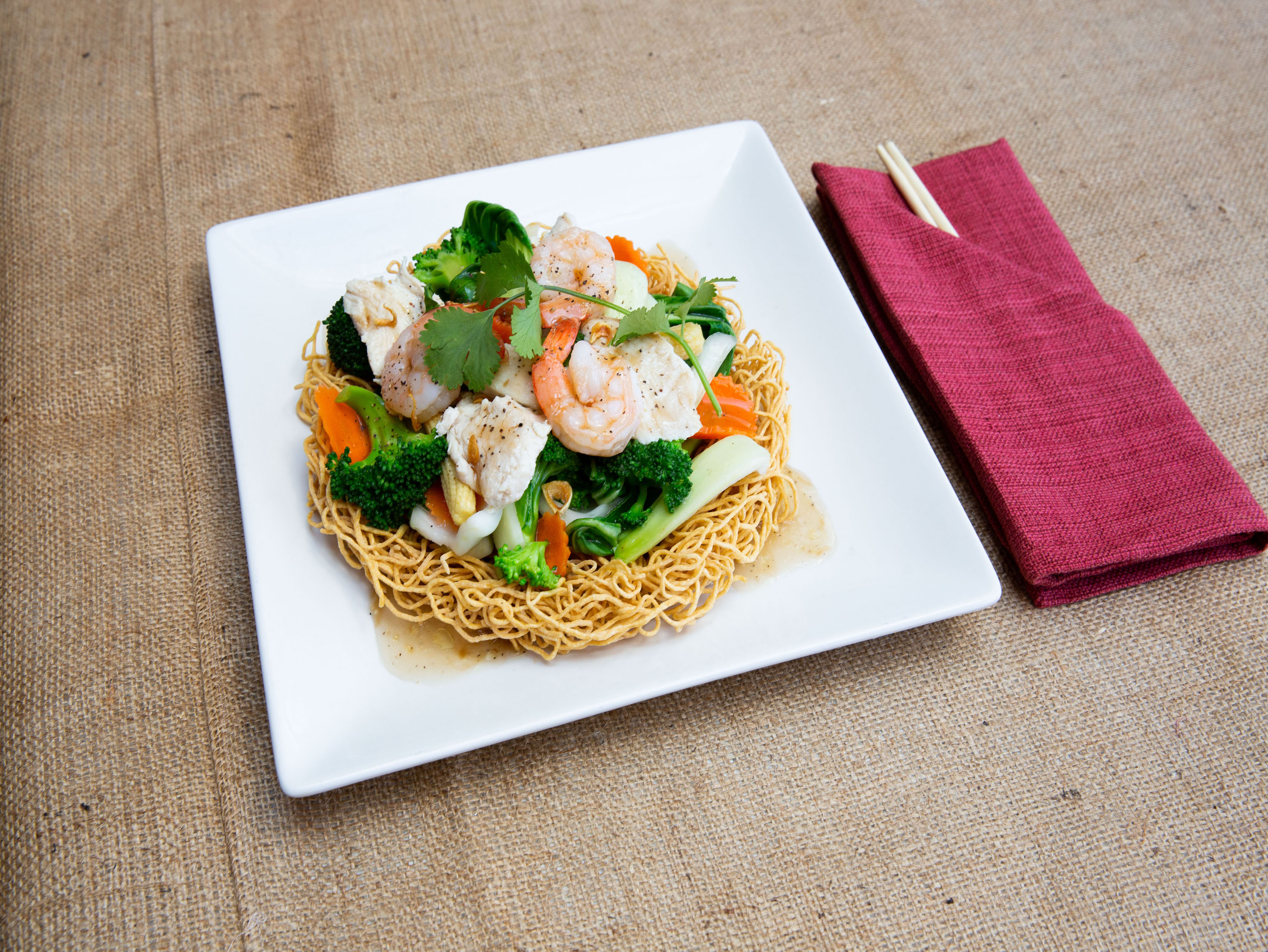 Order X10. Shrimp Chowmein (MX Tom) food online from Pho Ba Co store, Irvine on bringmethat.com