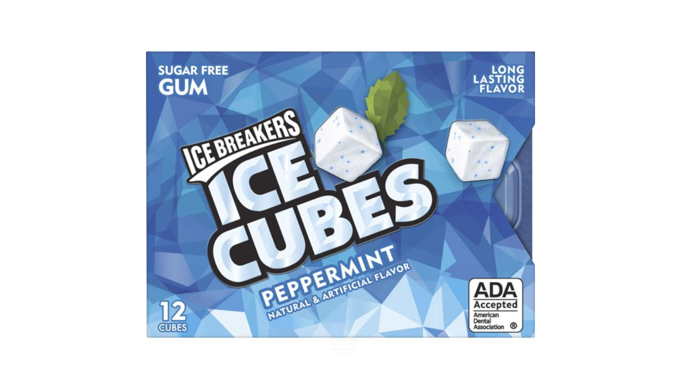 Order Ice Breakers Ice Cube Gum Peppermint Candy 12 Pieces food online from Reyes Adobe Liquor & Jr Market store, Agoura Hills on bringmethat.com