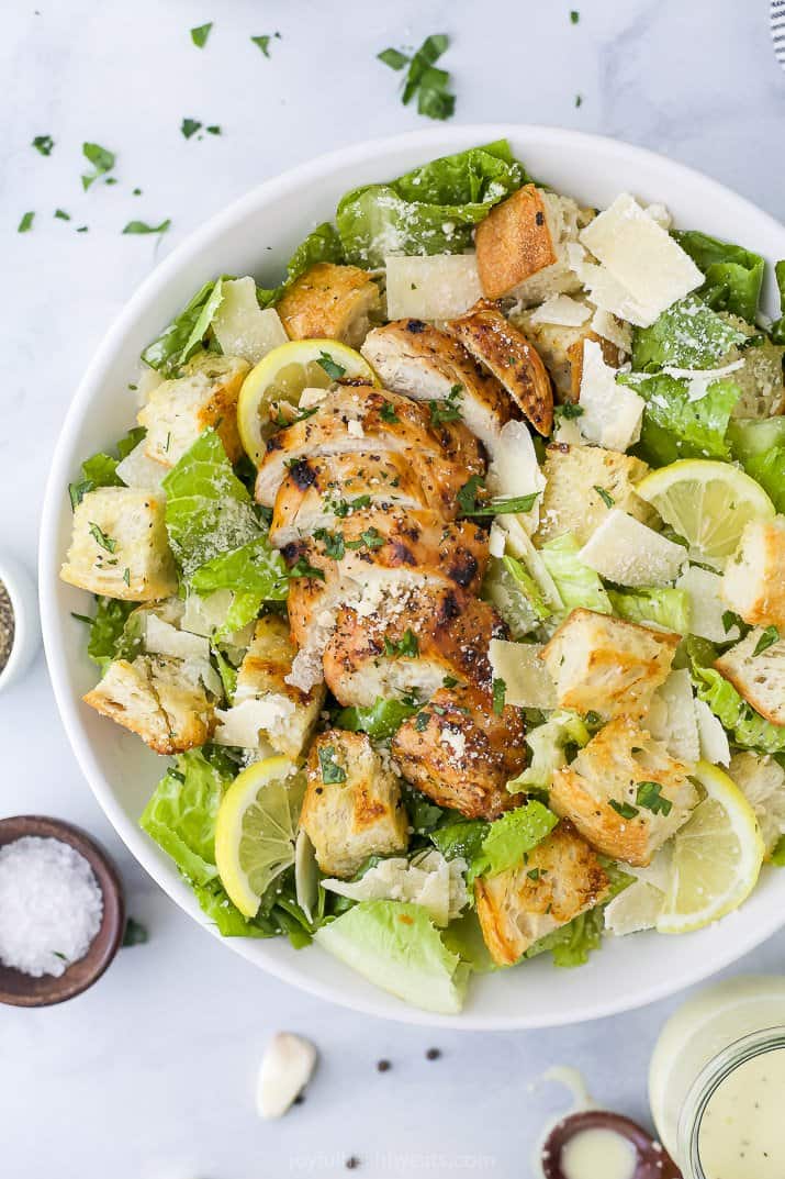 Order Caesar Chicken Salad with 3 Toppings food online from Shebamz Grill store, Albany on bringmethat.com